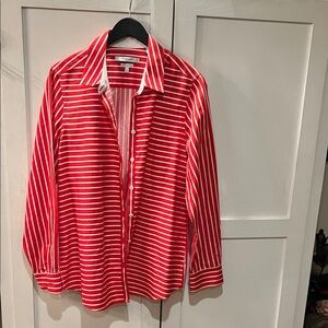 Foxcroft Red and White Striped Shirt